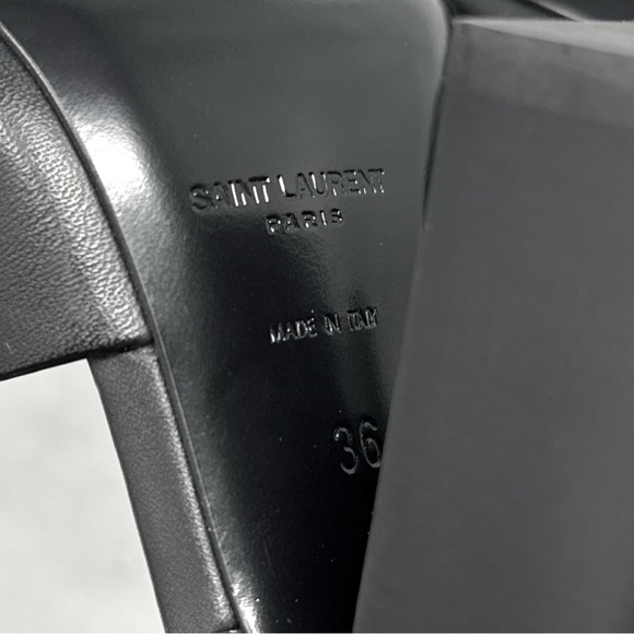 Saint Laurent Oak 100 Buckle Strappy Square Toe Sandal Block Heels Glam Black 36 - Picture 12 of 15